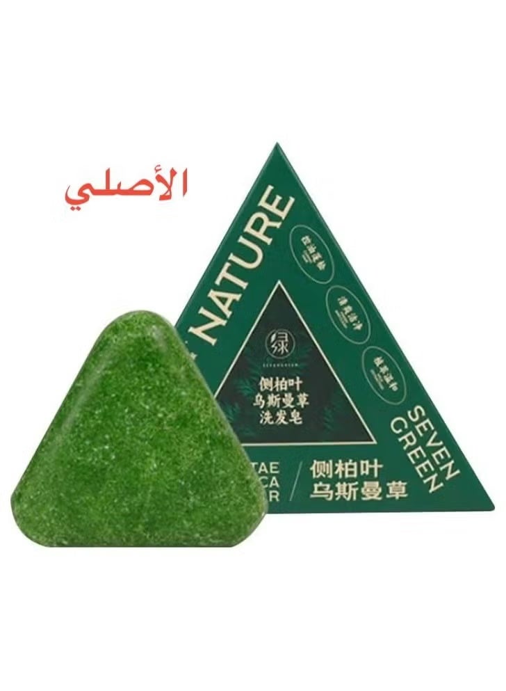 شامبو صابون عشبي (سيفن جرين الاصلي) طبيعي مضاد لتساقط الشعر - سبعة خضار، مثلث أخضر، عناية بفروة الرأس وتقوية جذور الشعر - 120 جرام - Image 1